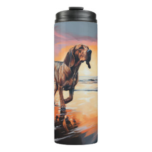 Bouteilles Isothermes Limier Sandy Paws sur la plage au coucher du solei