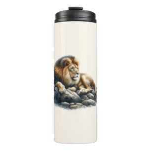 Bouteilles Isothermes Lion africain Regal reposant sur un rocher - Aquar