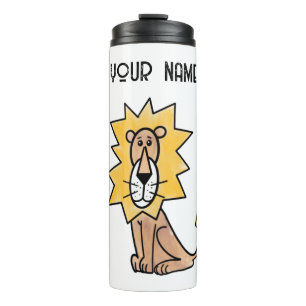 Bouteilles Isothermes lion mignon dessin animé enfants rétro safari jung