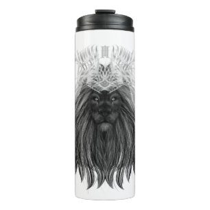 Bouteilles Isothermes Lion noir avec couronne Antlers et monogramme