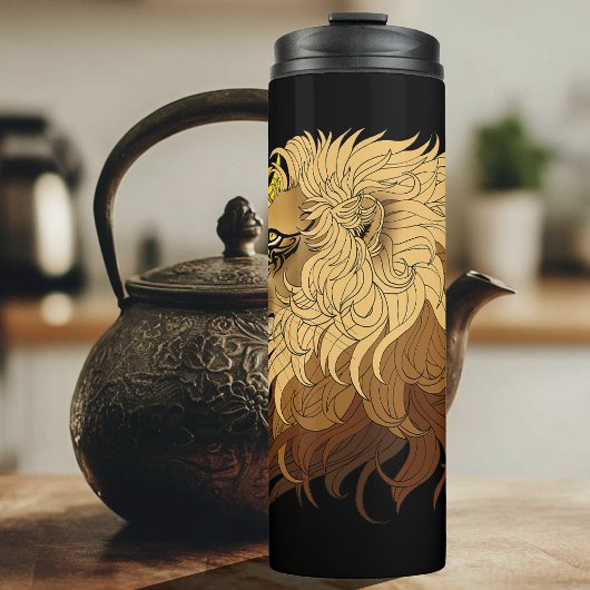 Bouteilles Isothermes Lion noir jaune Mandala Sun
