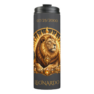 Bouteilles Isothermes Lion personnalisé or gris Signe du zodiaque Lion