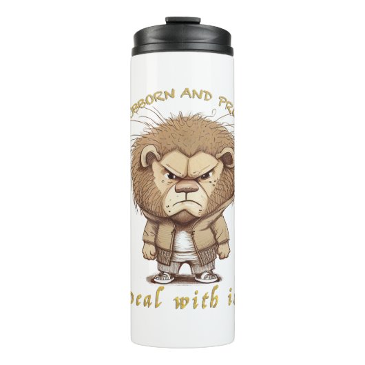 Bouteilles Isothermes Lion Têtu Devoir Avec Il Mignonne Adorable Drôle (Devant)