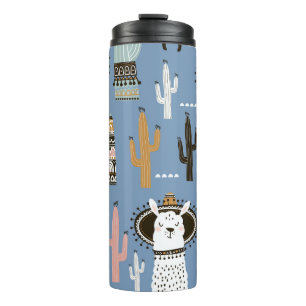 Bouteilles Isothermes Llama, Cactus, Motif d'éléments à main.