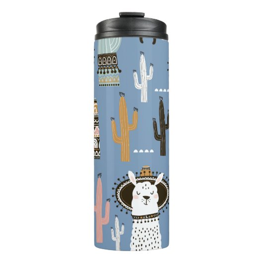 Bouteilles Isothermes Llama, Cactus, Motif d'éléments à main. (Devant)