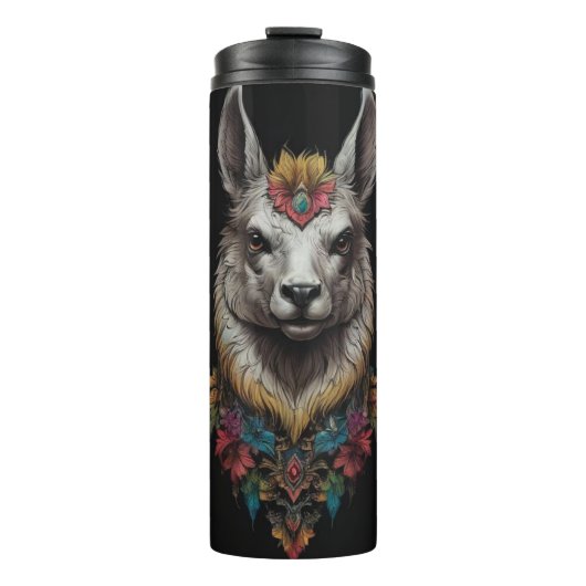 Bouteilles Isothermes Llama Et Portrait Fleur, (Devant)