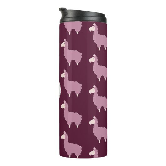 Bouteilles Isothermes Llamas mignonnes rose bouffée avec initial (Tourné sur la droite)