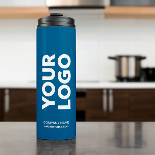 Bouteilles Isothermes Logo et texte personnalisés en bleu