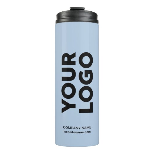 Bouteilles Isothermes Logo et texte personnalisés en bleu clair (Devant)