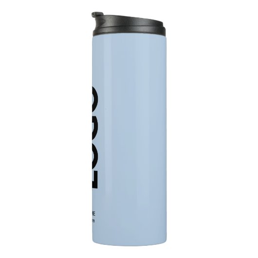 Bouteilles Isothermes Logo et texte personnalisés en bleu clair (Tourné sur la droite)