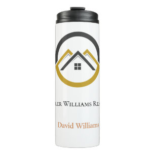 Bouteilles Isothermes Logo personnalisé blanc et or pour l'immobilier mo