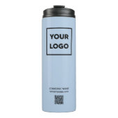 Bouteilles Isothermes Logo professionnel personnalisé QR Code sur bleu c (Devant)