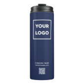 Bouteilles Isothermes Logo professionnel personnalisé QR Code sur Navy B (Devant)