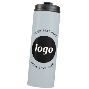 Bouteilles Isothermes Logo Simple Avec Texte Bleu Poudre Entreprise