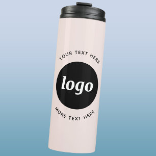 Bouteilles Isothermes Logo Simple Avec Texte Rose Pâle Entreprise