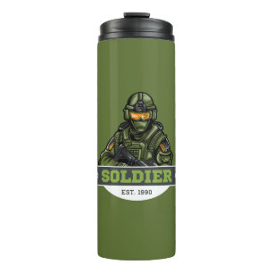 Bouteilles Isothermes Logo Tactique de Soldat – Conception d'Emblème Mil