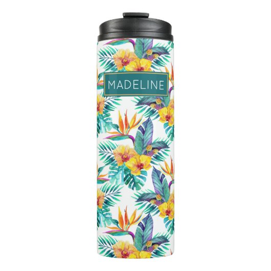 Bouteilles Isothermes L'oiseau du paradis et le motif | d'orchidée (Devant)