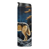 Bouteilles Isothermes Loup dans la forêt avec lune jaune (Tourné sur la droite)