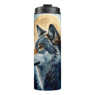 Bouteilles Isothermes Loup de Lune Mystique, Art à l'aquarelle | Forêt C