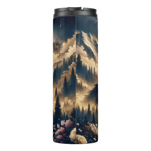 Bouteilles Isothermes Loup hurlant sur la lune une nuit nuageuse (Dos)