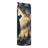 Bouteilles Isothermes Loup hurlant sur la lune une nuit nuageuse (Tourné sur la droite)