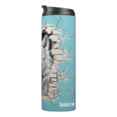 Bouteilles Isothermes Loup moderne bleu animal 3D (Tourné sur la droite)