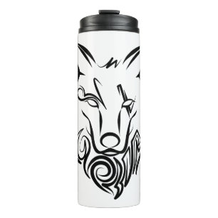 Bouteilles Isothermes Loup tribal noir et blanc