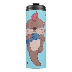 Bouteilles Isothermes Loutre de mer punk rock avec poisson Art animal