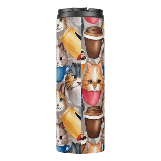 Bouteilles Isothermes "Love Dad" Playful Cats and Coffee Pattern (Dos)