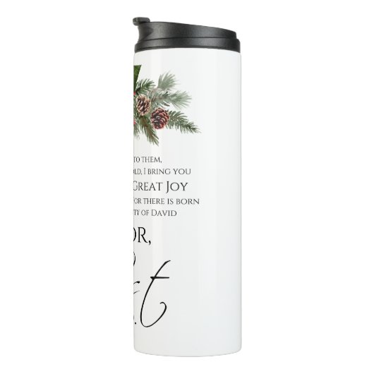 Bouteilles Isothermes Luc 2:10-11 Bon Tidings Poinsettia Noël (Tourné sur la droite)