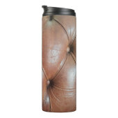 Bouteilles Isothermes Lumière sur la surface du canapé en cuir marron, t (Tourné sur la droite)