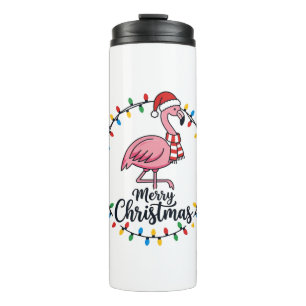 Bouteilles Isothermes Lumières de Noël Flamant Rose Fêtes