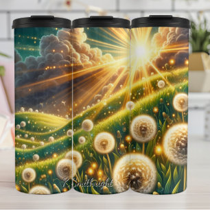 Bouteilles Isothermes Luminosité dorée du champ de Dandelion