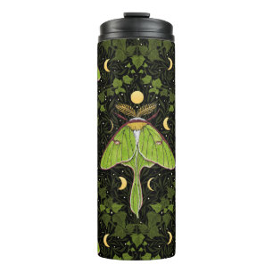 Bouteilles Isothermes Luna moth, phases de lune et damas de lierre 2
