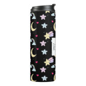 Bouteilles Isothermes Lune, étoiles et nuages Motif sur noir (Tourné sur la gauche)