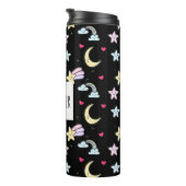 Bouteilles Isothermes Lune, étoiles et nuages Motif sur noir (Tourné sur la droite)