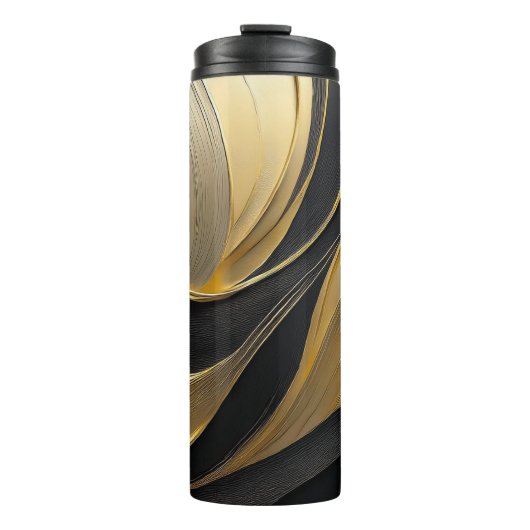 Bouteilles Isothermes Luxe Abstrait moderne noir et or- (Devant)