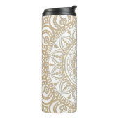 Bouteilles Isothermes Luxe or blanc Mandala rappelant la méditation (Tourné sur la gauche)