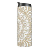 Bouteilles Isothermes Luxe or blanc Mandala rappelant la méditation (Tourné sur la droite)