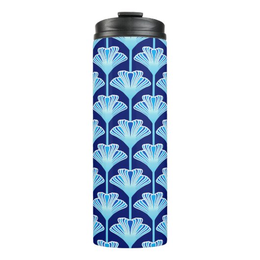 Bouteilles Isothermes Lys Art Déco, Bleu Cobalt, Aqua et Blanc (Devant)
