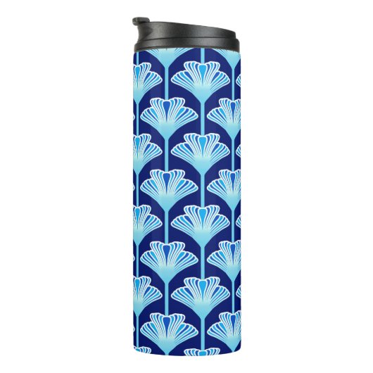 Bouteilles Isothermes Lys Art Déco, Bleu Cobalt, Aqua et Blanc (Tourné sur la droite)