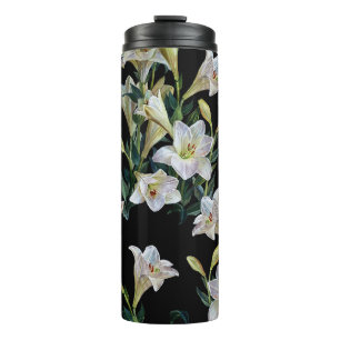 Bouteilles Isothermes Lys floraux : peinture arrière - plan noire
