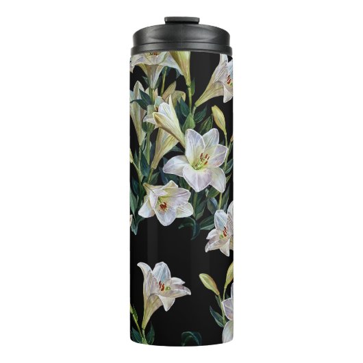 Bouteilles Isothermes Lys floraux : peinture arrière - plan noire (Devant)