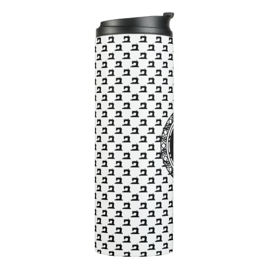 Bouteilles Isothermes Machine à coudre Motif avec Monogramme ・ Artisanat (Tourné sur la gauche)