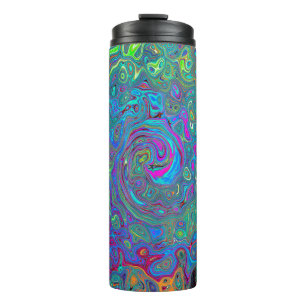 Bouteilles Isothermes Magenta, Bleu et Vert écume de mer Retro Swirl