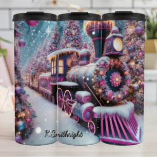 Bouteilles Isothermes Magique Train de Noël Rose Violet Merveilleux