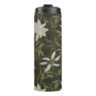Bouteilles Isothermes Magnolia et feuilles verts sur noir