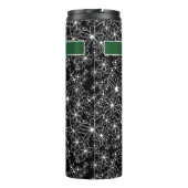 Bouteilles Isothermes Main dessinée Floral noir blanc Motif & vert Nom (Dos)