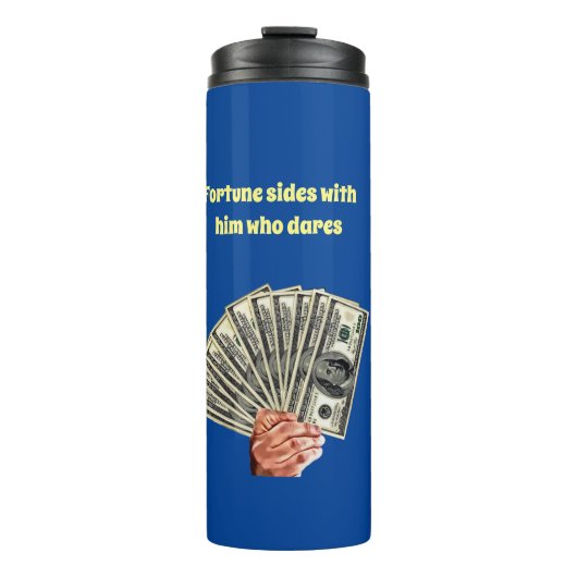 Bouteilles Isothermes main tenir cent dollars billets argent art (Devant)