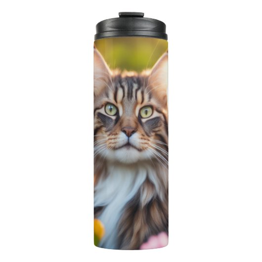 Bouteilles Isothermes Maine Coon Chat en Fleurs (Devant)